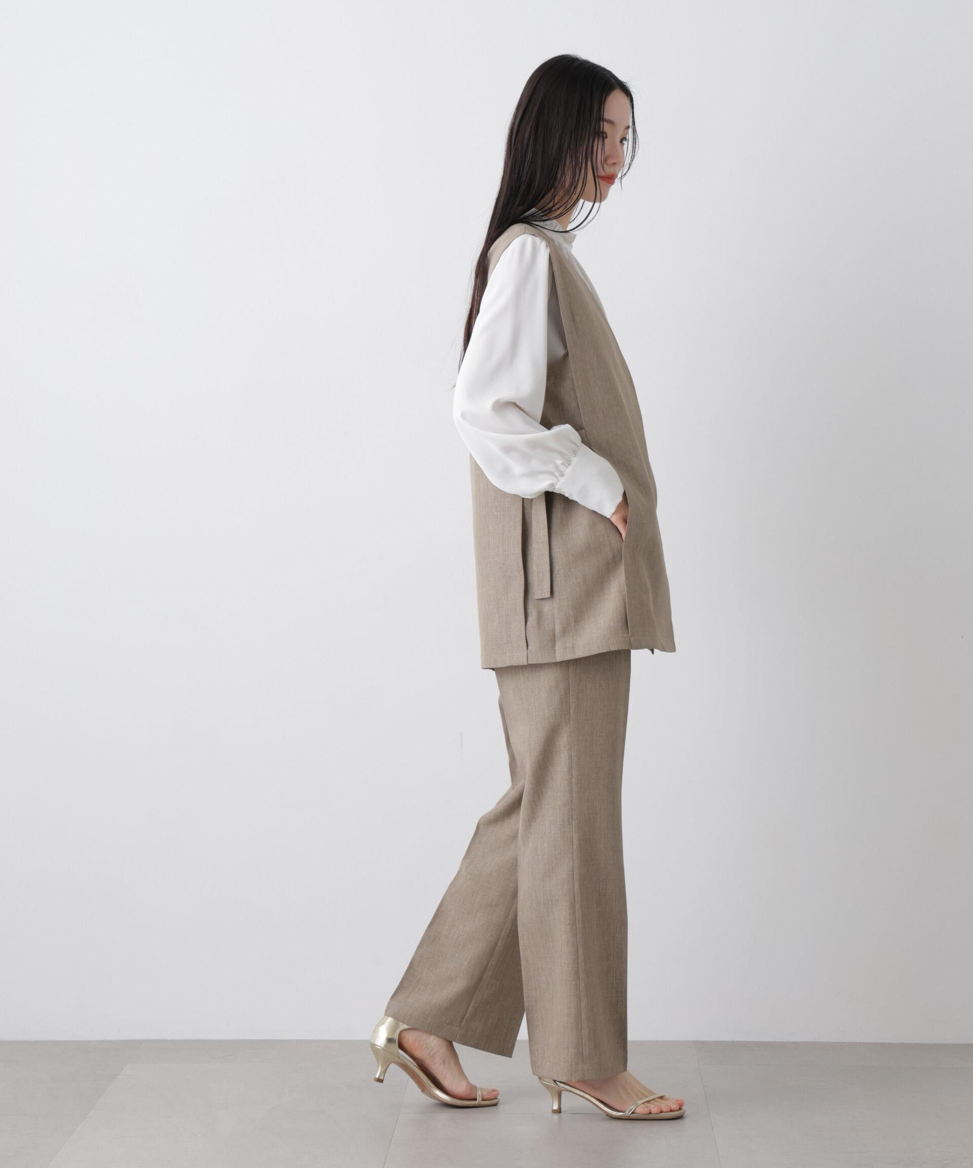 nano･universe「多機能センタープレスパンツ(セットアップ可)」|チノ|