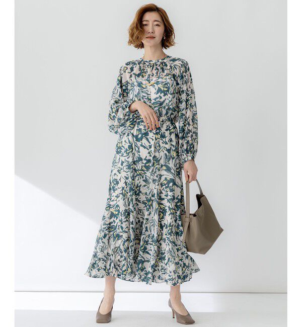 23区「【洗える】ニュアンスフラワープリント フレア スカート」|スカート|