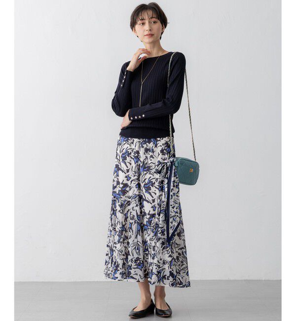 23区「【洗える】ニュアンスフラワープリント フレア スカート」|スカート|