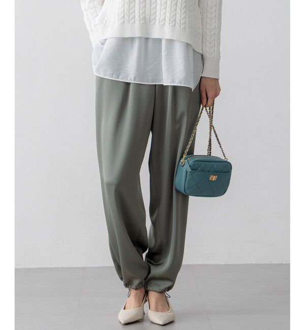 23区「【洗える】ドレープサテン 2WAY ドロスト パンツ」|その他|カーキ系