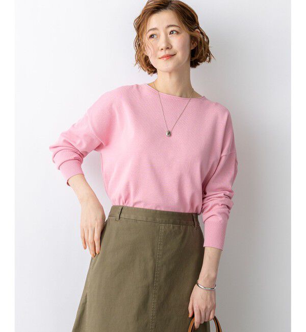 23区「コットンポリエステルストレッチ オーバーサイズ ニット」|ニット・セーター|ピンク系