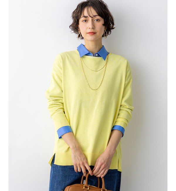 23区「コットンポリエステルストレッチ オーバーサイズ ニット」|ニット・セーター|イエロー系
