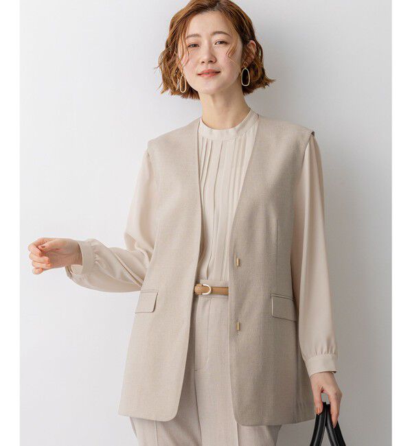 23区「アイアスマットストレッチ ノーカラージレ」|その他|ベージュ系