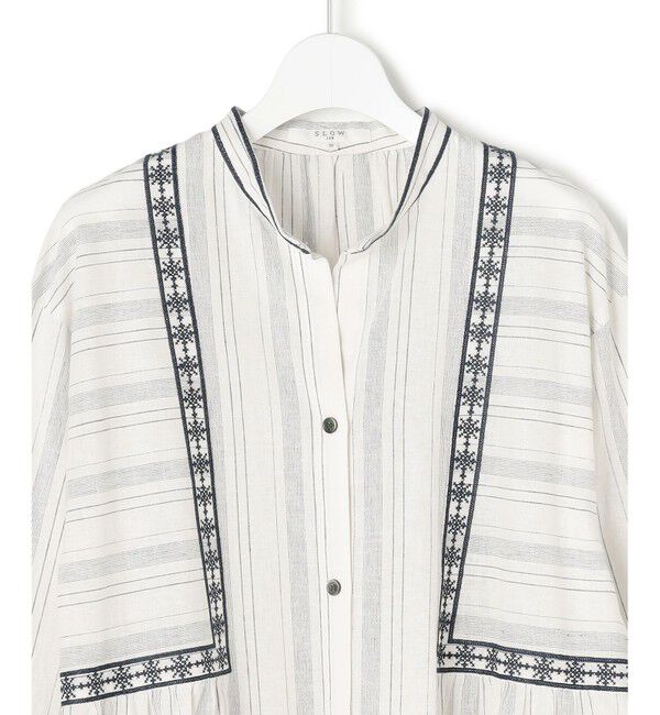 23区「【SLOW/一部店舗限定】ストライプエンブロイダリー ワンピース」|ワンピース|