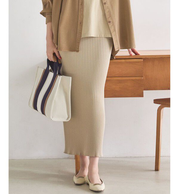 23区「【SLOW/一部店舗限定】ホールガーメント リブニット スカート」|スカート|ベージュ系