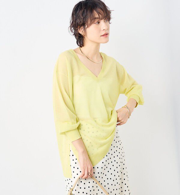 NOLLEY'S sophi「麻混シアーVネックプルオーバーニット」|ニット・セーター|