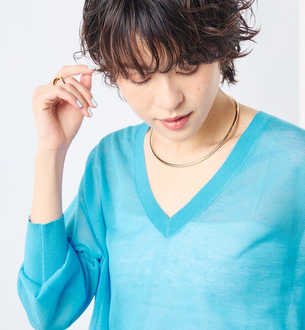 NOLLEY'S sophi「麻混シアーVネックプルオーバーニット」|ニット・セーター|