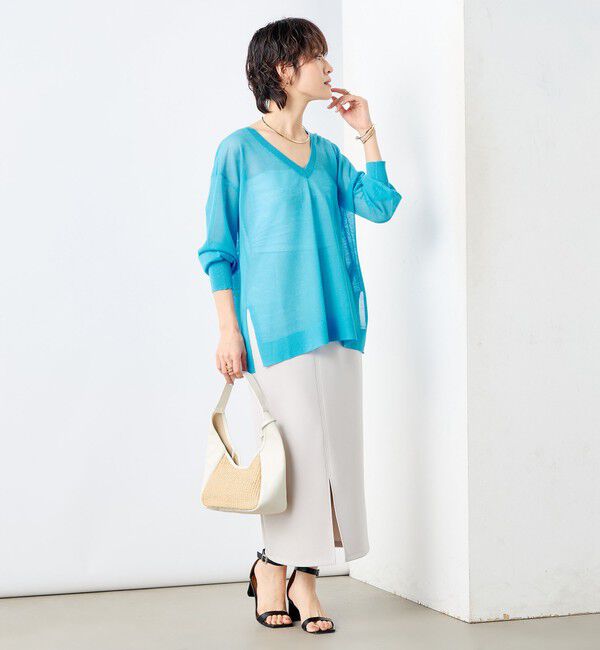 NOLLEY'S sophi「麻混シアーVネックプルオーバーニット」|ニット・セーター|