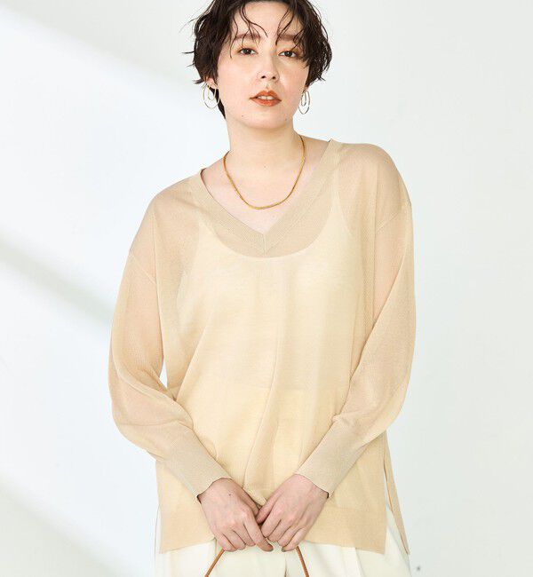 NOLLEY'S sophi「麻混シアーVネックプルオーバーニット」|ニット・セーター|