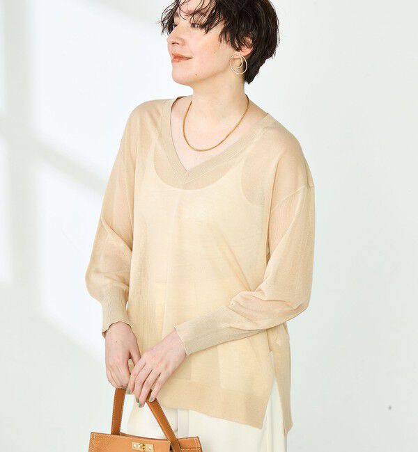 NOLLEY'S sophi「麻混シアーVネックプルオーバーニット」|ニット・セーター|