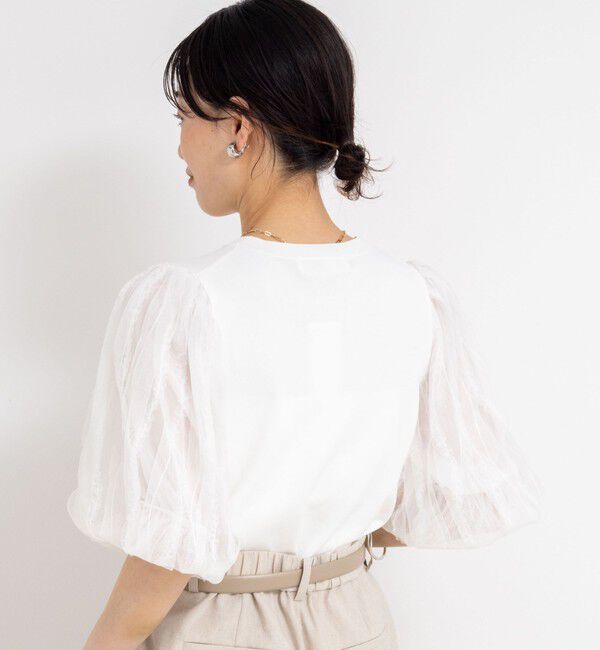 NOLLEY'S sophi「《手洗い可能》袖チュールプルオーバーニット」|ニット・セーター|