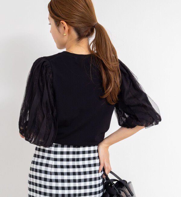 NOLLEY'S sophi「《手洗い可能》袖チュールプルオーバーニット」|ニット・セーター|