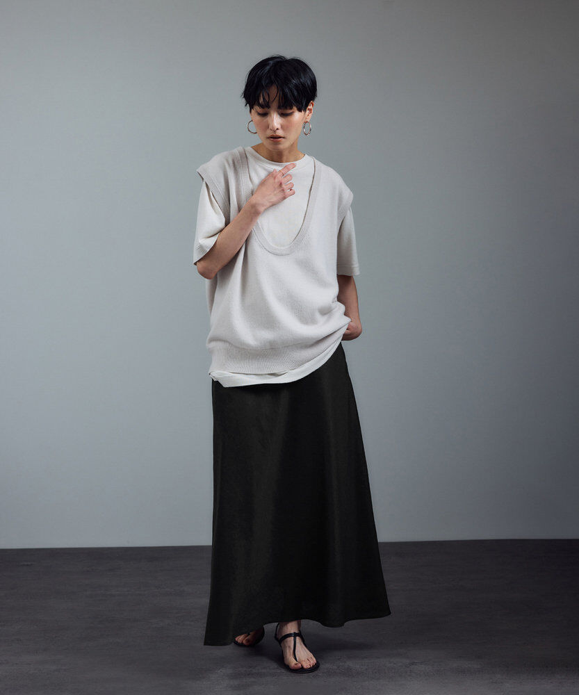 SALON adam et rope'「リネンバイヤススカート［GENTLE LINEN］」|スカート|