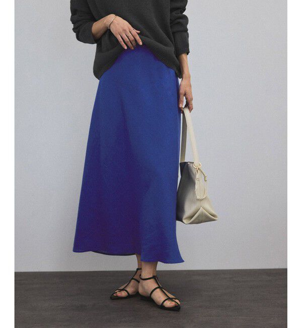 SALON adam et rope'「リネンバイヤススカート［GENTLE LINEN］」|スカート|ブルー(44)