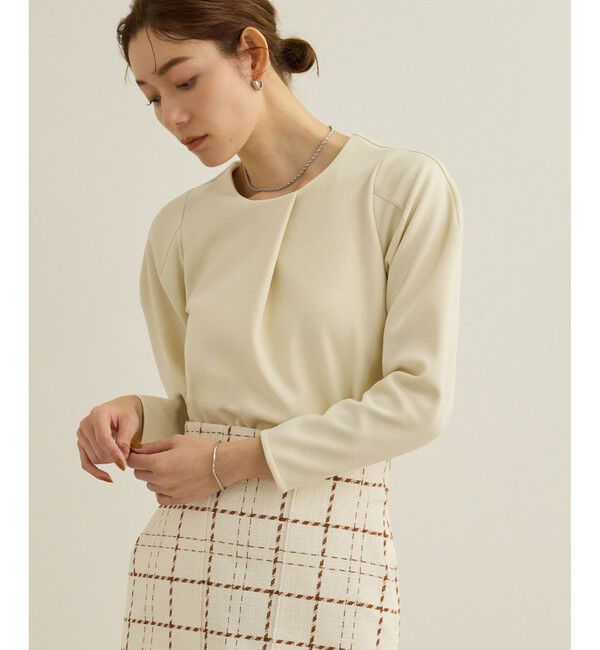 ROPE「【洗える】ジャガードニットプルオーバー（梨地プルオーバー）/セットアップ対応」|Tシャツ・カットソー|ベージュ