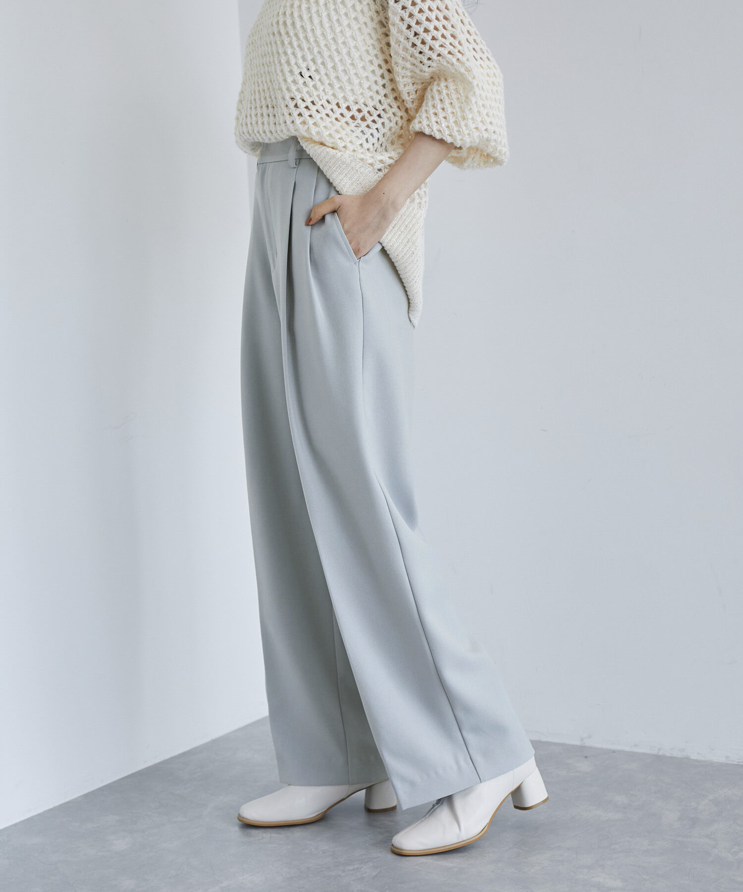 VIS「【新色追加】【美easy】ウーリッシュ2タックワイド/スラックスパンツ【洗える】」|スラックス|