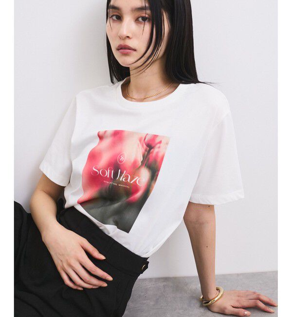 VIS「【接触冷感】フラワーフォト＆ロゴTシャツ」|Tシャツ・カットソー|ホワイト(10)