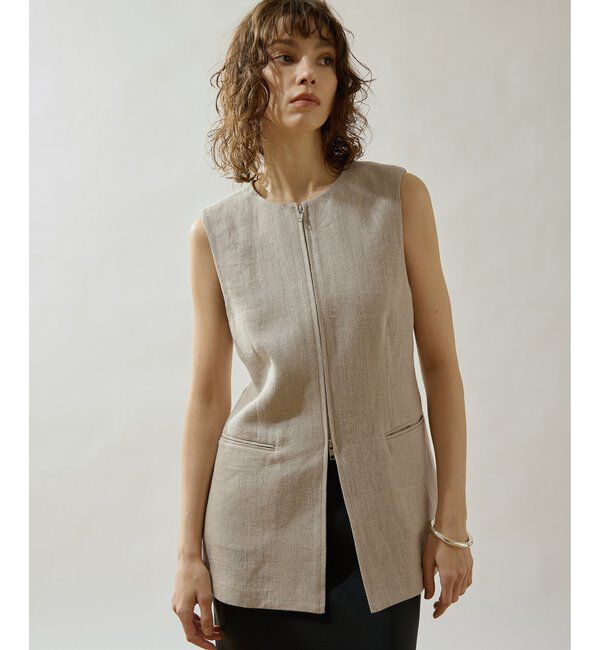 Drawing Numbers「【Drawing Numbers】ヘビーリネンクルーネックジレ」|ベスト・ジレ|