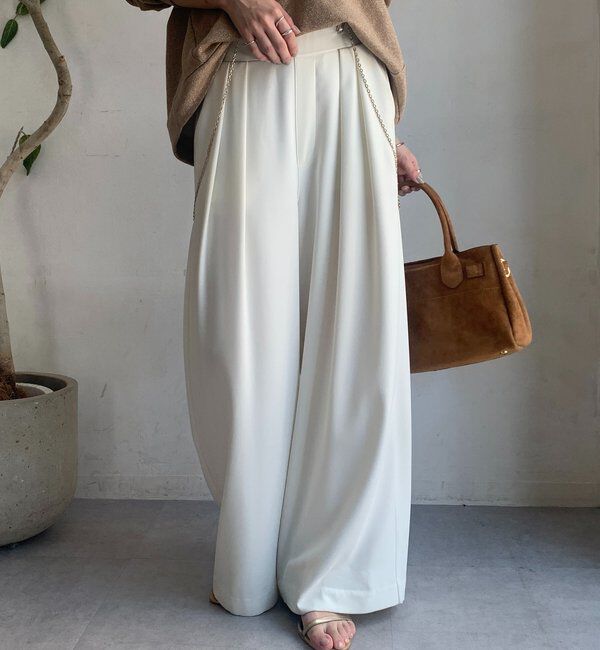  「【累計販売数3万枚突破/23色4サイズ展開！】タックワイドパンツ」|チノ|