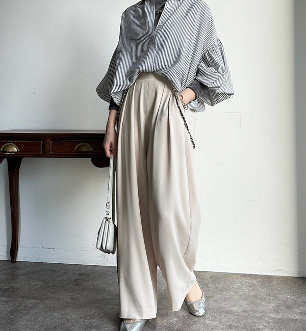  「【累計販売数3万枚突破/23色4サイズ展開！】タックワイドパンツ」|チノ|