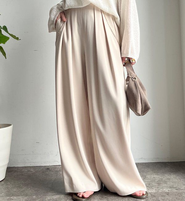  「【累計販売数3万枚突破/23色4サイズ展開！】タックワイドパンツ」|チノ|