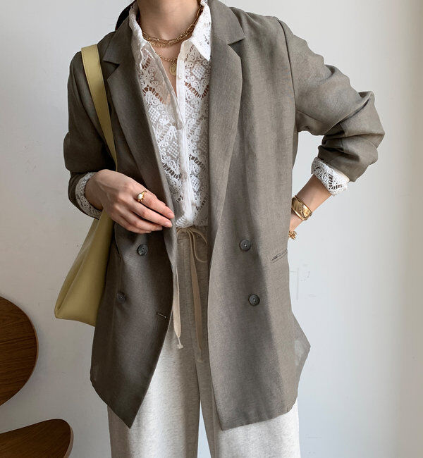  「【ウォッシャブル】シアーダブルジャケット」|テーラードジャケット|