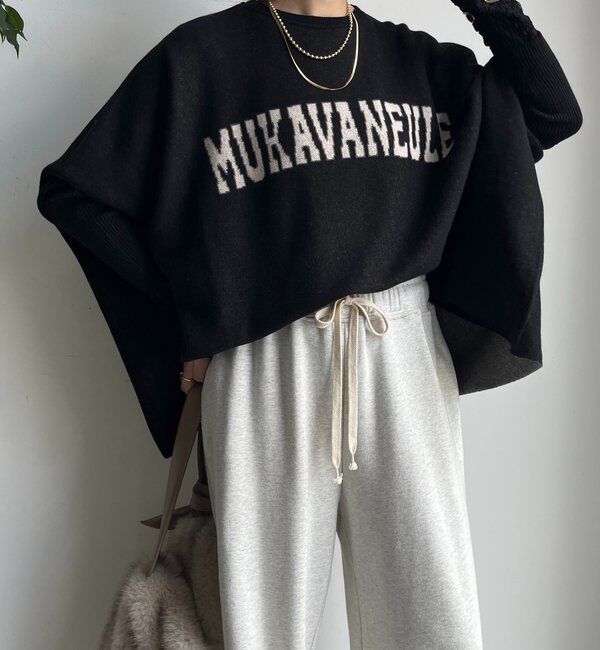  「インターシャロゴポンチョニット」|ニット・セーター|