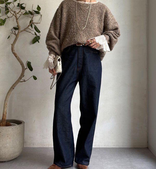  「MIXヤーンボートネックプルオーバー」|ニット・セーター|