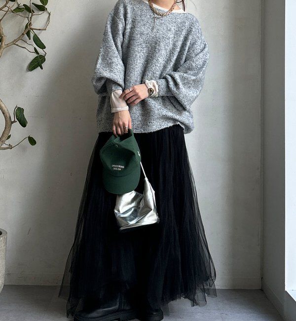  「MIXヤーンボートネックプルオーバー」|ニット・セーター|