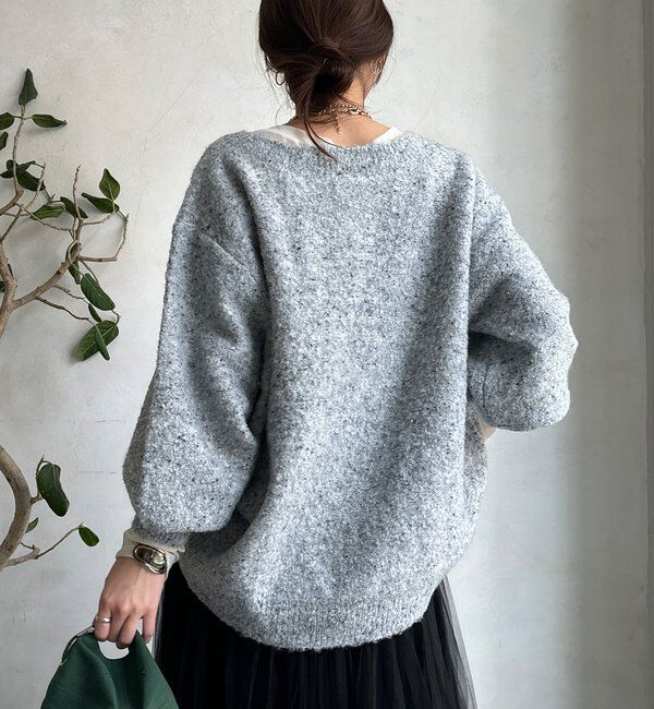  「MIXヤーンボートネックプルオーバー」|ニット・セーター|
