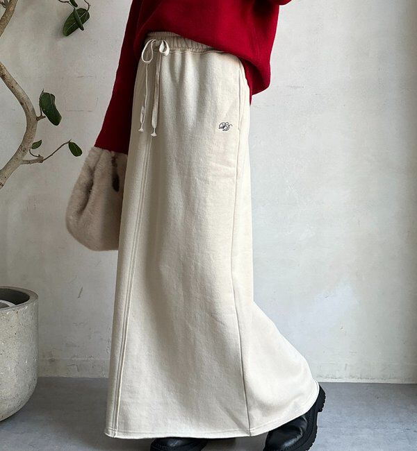  「裏起毛DD刺繍スカート」|スカート|アイボリー