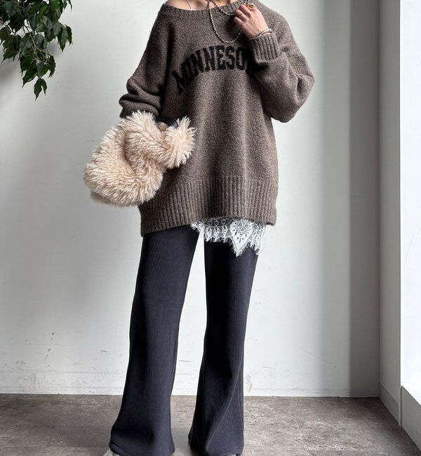  「ニットコーデュロイセミフレアイージーパンツ」|チノ|