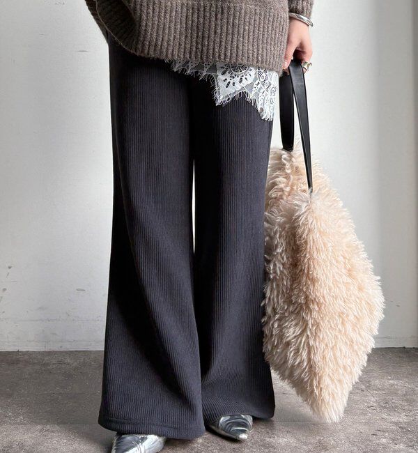  「ニットコーデュロイセミフレアイージーパンツ」|チノ|