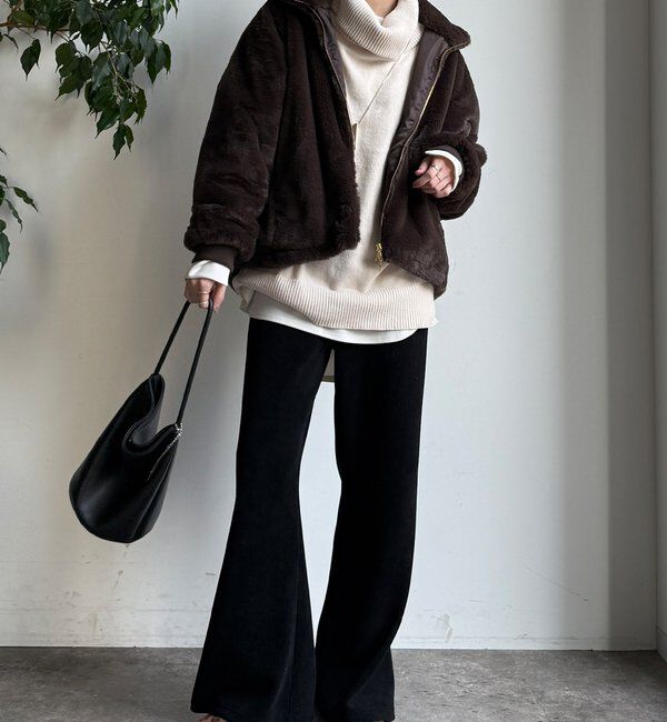  「ニットコーデュロイセミフレアイージーパンツ」|チノ|