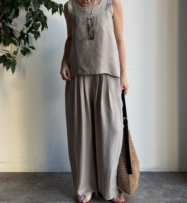  「【セットアップ対応】キュプラレーヨンタックパンツ」|チノ|