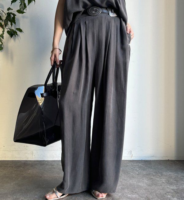  「【セットアップ対応】キュプラレーヨンタックパンツ」|チノ|チャコールグレー