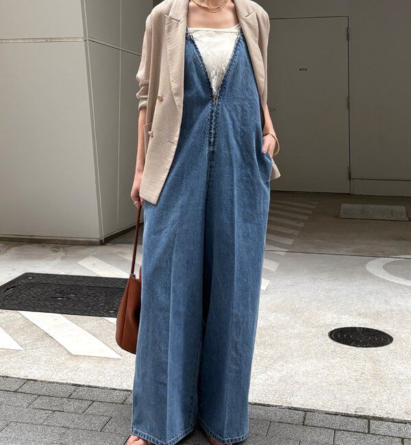  「深Vデニムサロペット」|ワンピース|
