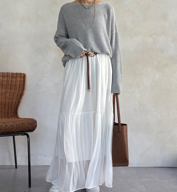  「マーブルヤーン前後2WAYカノコ編みプルオーバー」|ニット・セーター|