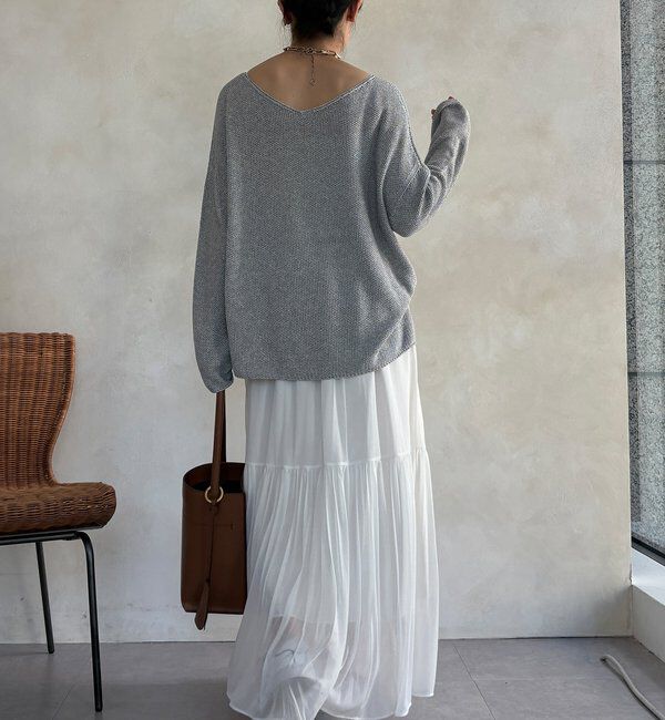  「マーブルヤーン前後2WAYカノコ編みプルオーバー」|ニット・セーター|