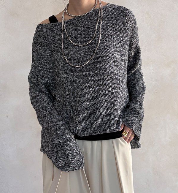  「マーブルヤーン前後2WAYカノコ編みプルオーバー」|ニット・セーター|