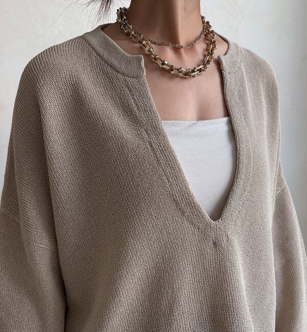  「和紙スキッパープルオーバー」|ニット・セーター|