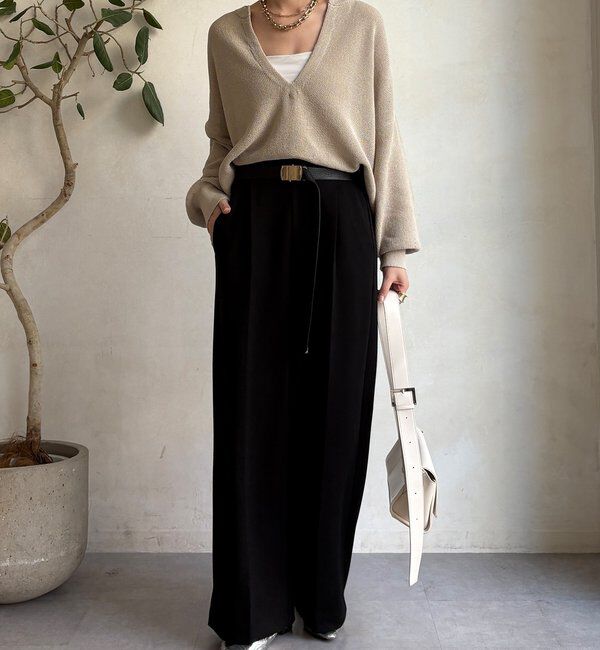  「和紙スキッパープルオーバー」|ニット・セーター|