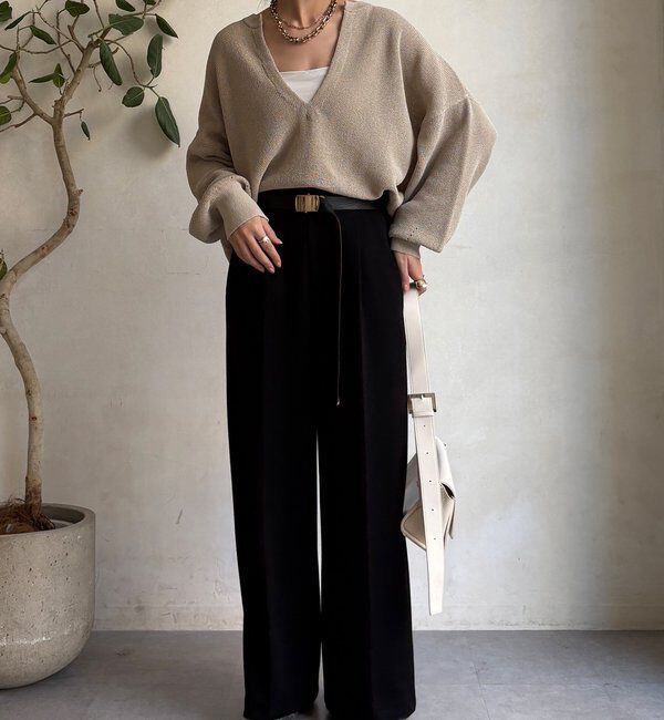  「和紙スキッパープルオーバー」|ニット・セーター|