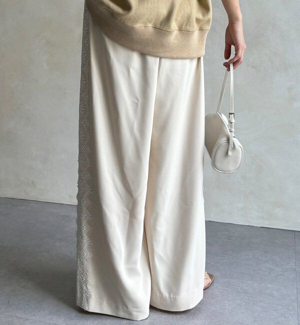  「サイドレースタックワイドパンツ」|チノ|