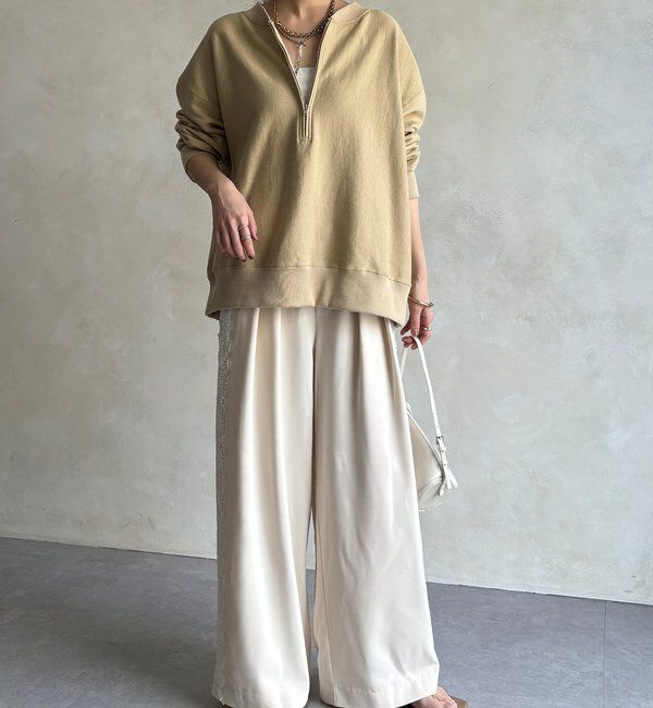  「サイドレースタックワイドパンツ」|チノ|