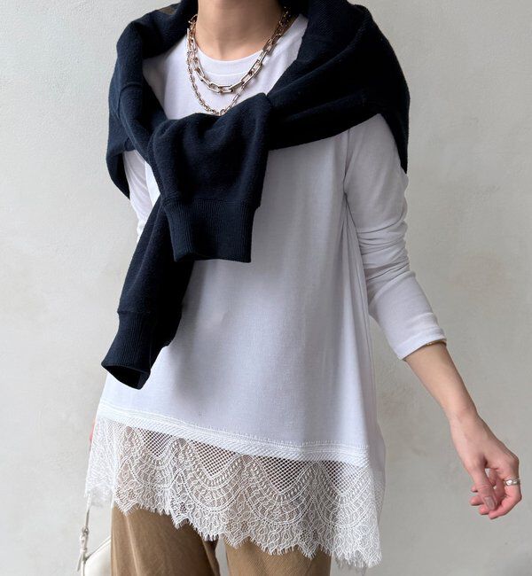  「【WEB限定】裾レーストップス」|Tシャツ・カットソー|