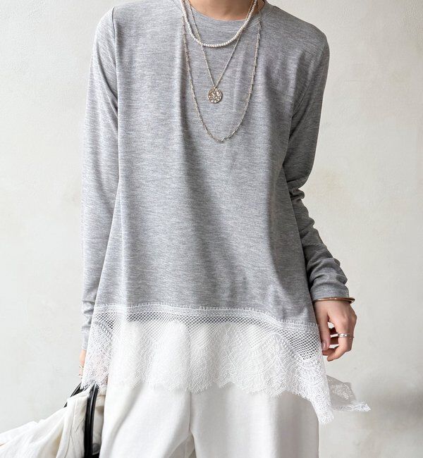  「【WEB限定】裾レーストップス」|Tシャツ・カットソー|