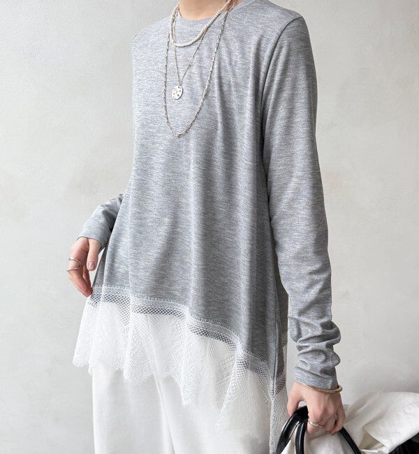  「【WEB限定】裾レーストップス」|Tシャツ・カットソー|