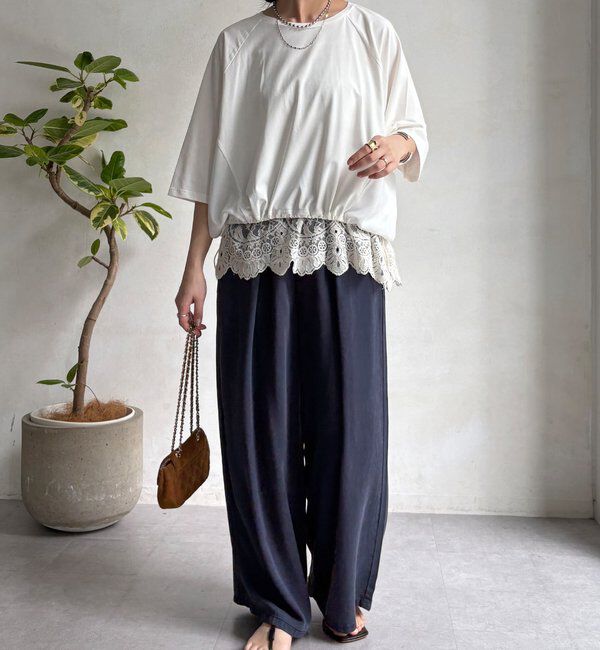  「【WEB限定】異素材切替ドロストプルオーバー」|Tシャツ・カットソー|