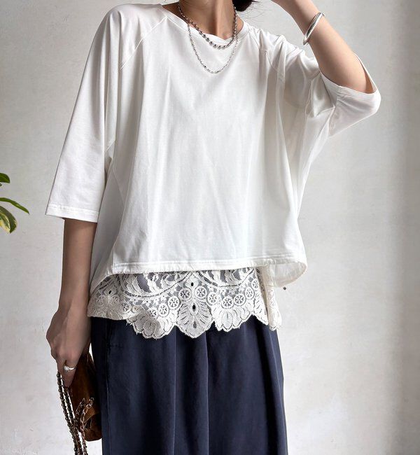  「【WEB限定】異素材切替ドロストプルオーバー」|Tシャツ・カットソー|